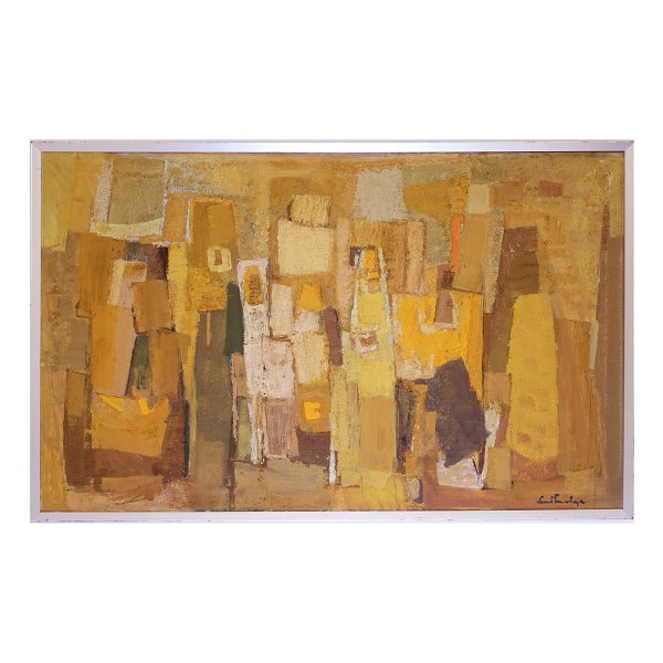 Svend Saabye, 1913-2004, olie på lærred. Stort abstrakt motiv. Signeret. Lysmål: 
75x119cm. Med ramme: 79,5x123,5cm