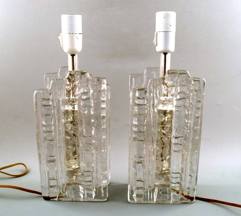 Scandinavian designer, a pair of art glass table lamps.
