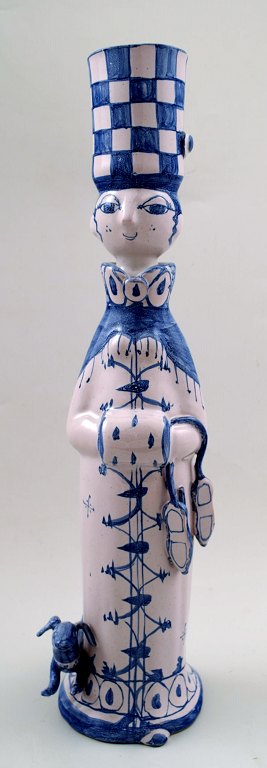 Bjorn Wiinblad unique ceramic figure. Winter in blue "seasons" dated 1975.