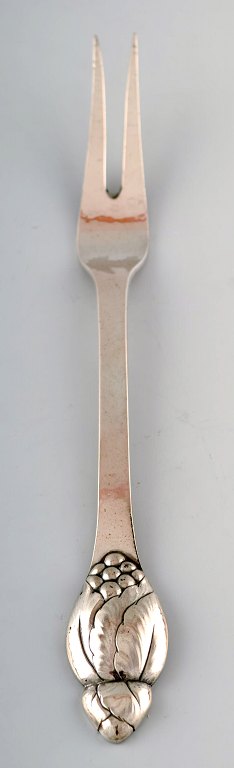 Evald Nielsen number 6, large meat fork in full silver.
