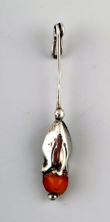 Danish Art Nouveau pendant for brooch in silver. 
Early 1900s.