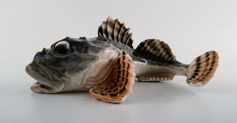 Very rare Royal Copenhagen Art Nouveau Fish Sculpin # 371.