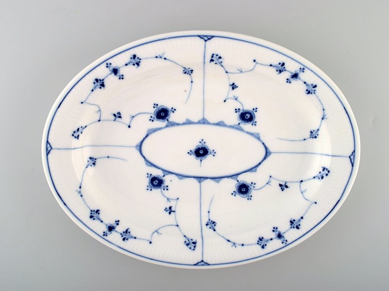 Antique Royal Copenhagen Blue fluted oval dish.