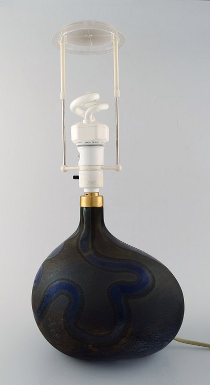 Skulpturel kunstglas bordlampe af Michael Bang for Holmegaard,  1970/80