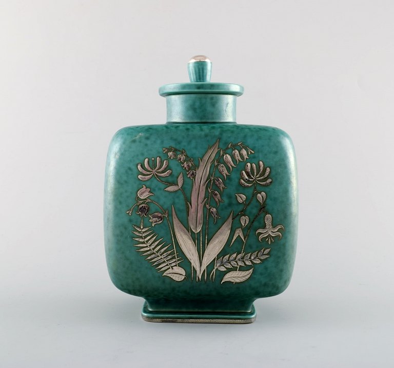 Wilhelm Kåge, Gustavsberg, Argenta Art deco vase med låg.