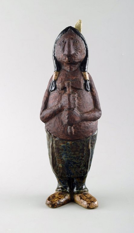 Rolf Palm, Höganäs, Indian, unique ceramics figure. Swedish design. 1950 s.