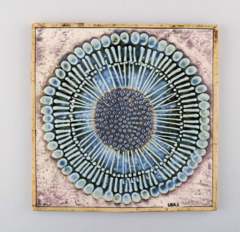 LISA LARSON (1931 -) for Gustavsberg, wall plaque, stoneware, retro.