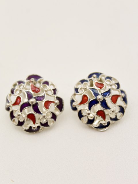 Sterling silver ear clip with enamel