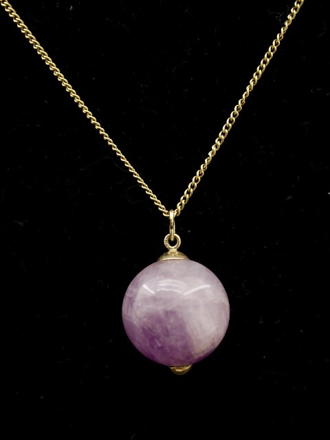 14 karat gold necklace  with amethyst ball sold