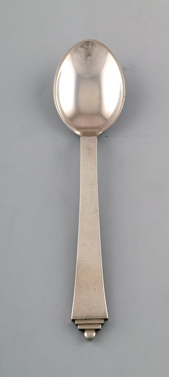 Set of twelve Georg Jensen sterling silver pyramid, large tea spoon.
