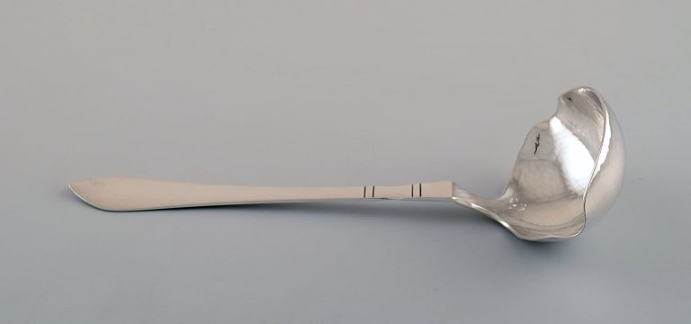 Georg Jensen Continental sauce spoon in all silver, silverware, hand hammered.