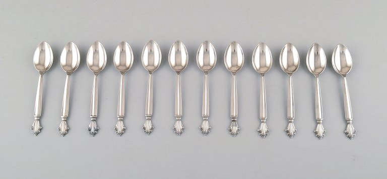 Georg Jensen Acanthus Sterling Silver set of twelve tea spoons.
