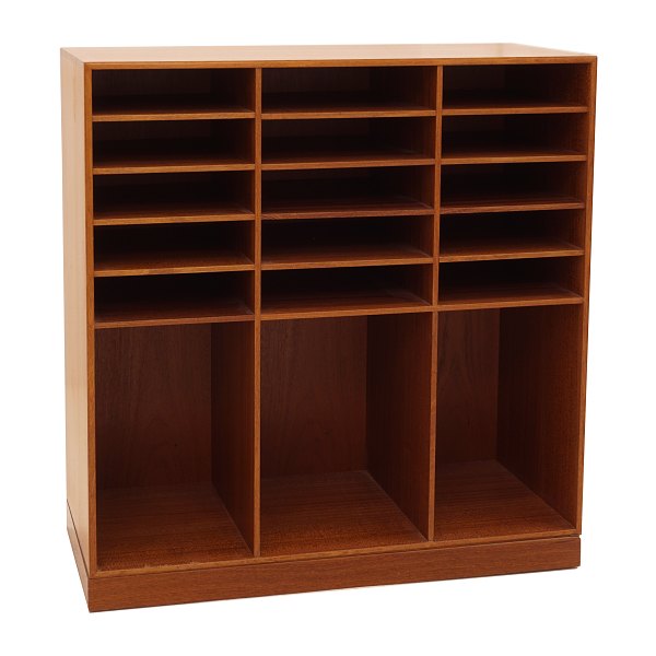 Mogens Koch, Denmark: A mahogany bookcase produced by Rud. Rasmussen, Denmark. 
H: 81cm. W: 76cm. D: 36cm