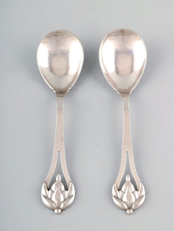 J. Holm. Denmark. A pair of serving spoons in silver (830). 1917.