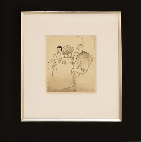 Sven Brasch, 1886-1970, drawing. Circa 1920. Visible size: 20x17cm. With frame: 
38x34cm