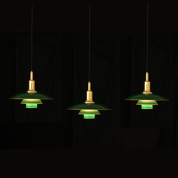 Poul Henningsen: A set of three 3/2 pendants. Denmark 1990s. D: 30cm