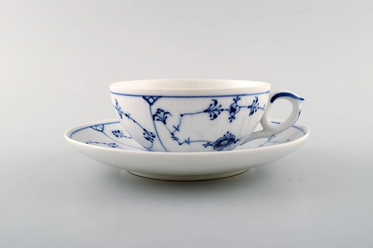 Royal Copenhagen Blue Fluted plain tea cup with saucer # 1/76.
