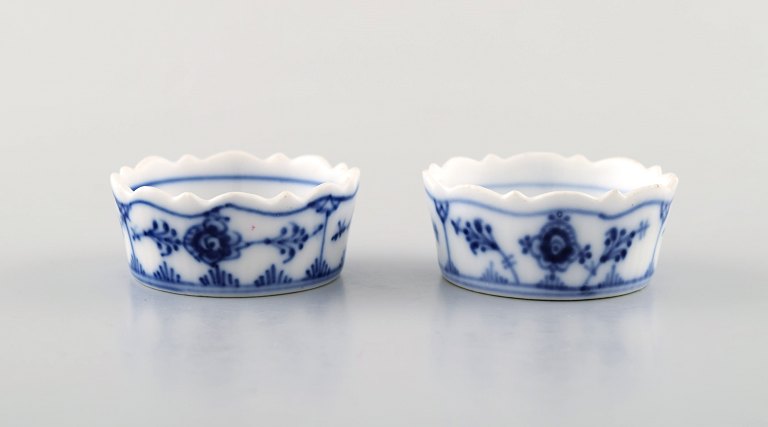 A pair of Royal Copenhagen Blue Fluted plain salt jars # 1/199.
