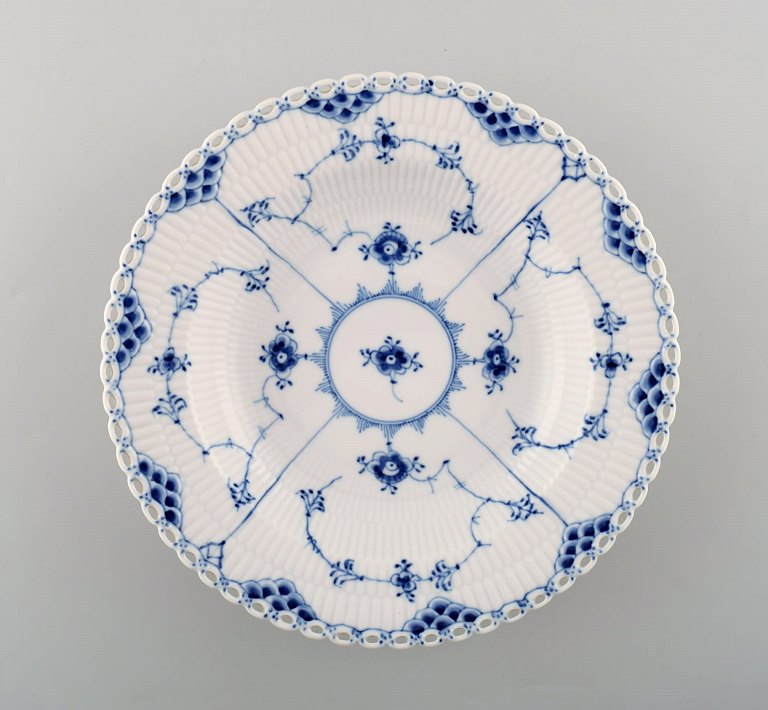 A set of 6 Royal Copenhagen Blue Fluted Full Lace Deep Plates # 1/1078.
