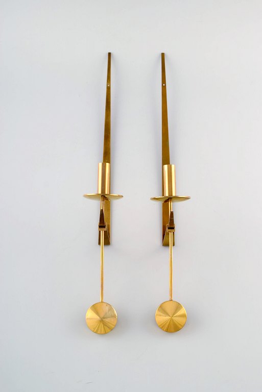 A pair of Skultuna, Sweden, brass candlesticks. Model 1607.