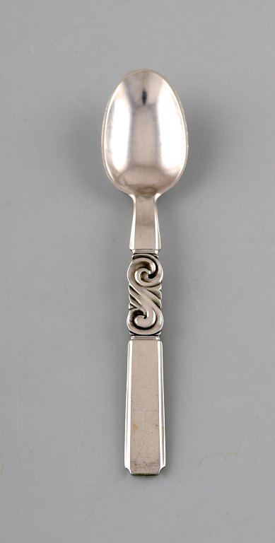 Georg Jensen. Cutlery, Scroll no. 22, hammered Sterling Silver. Coffee spoon.