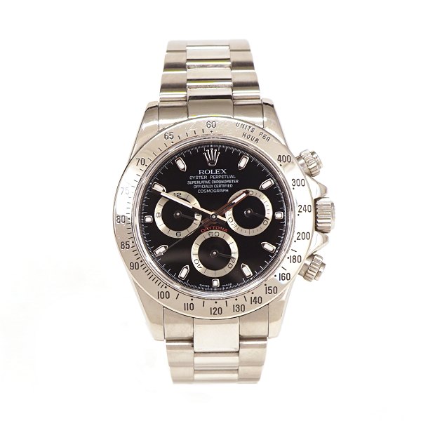 A Rolex Daytona ref. 116520, steel. Sold 16.06.2006. With box and papers. Nice 
condition. D: 40mm