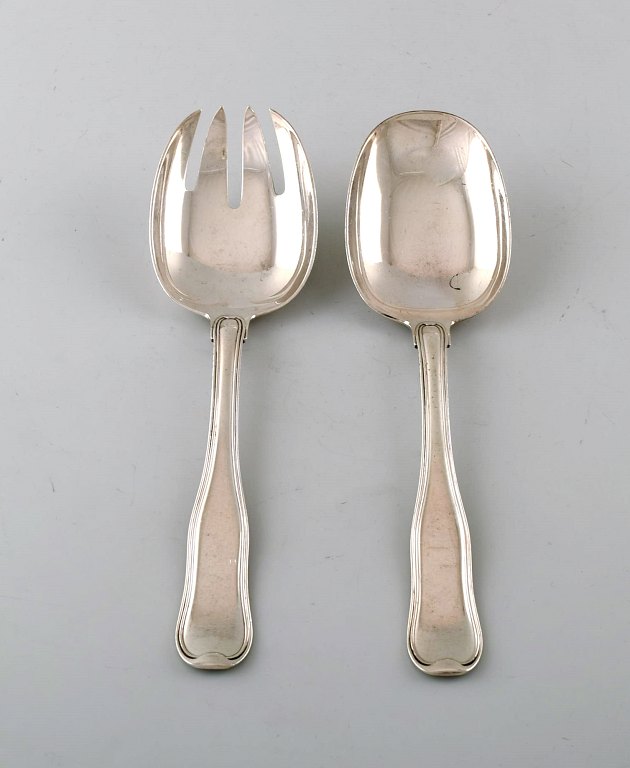 Rare Georg Jensen Old Danish salad set in sterling silver.
