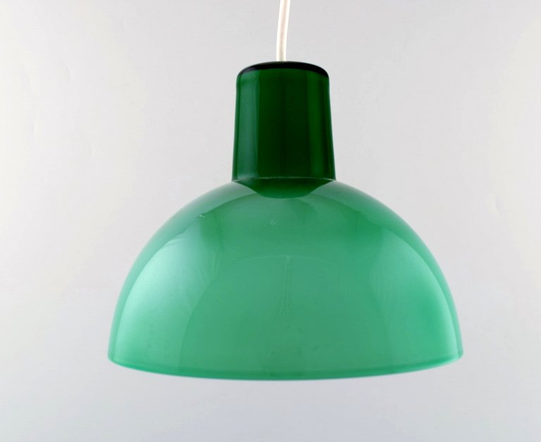 Kastrup / Holmegaard. Rare work pendant lamp in green opaline glass. Danish 
design, 1960