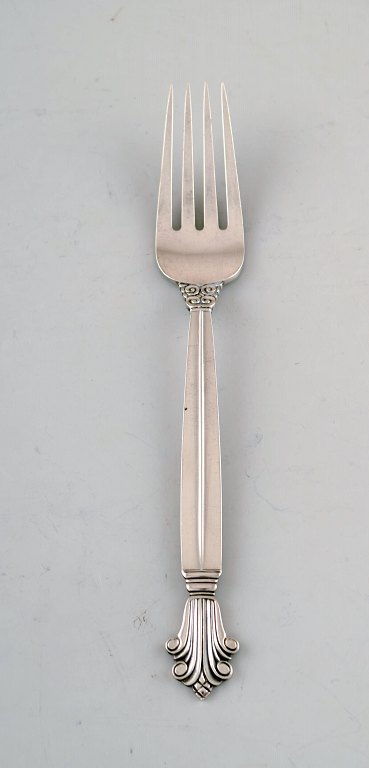 Georg Jensen Acanthus lunch fork in sterling silver. Three pieces in stock.
