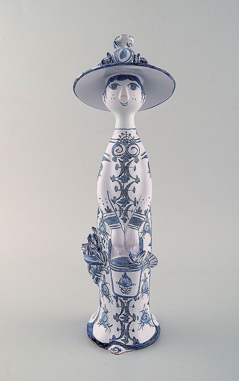 Bjørn Wiinblad unique ceramic figure. "Summer" in blue "Seasons" Signed and 
dated. 1989.