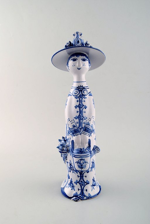 Bjørn Wiinblad unique ceramic figure. "Summer" in blue "Seasons" Signed and 
dated. 2001.
