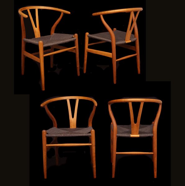 Hans Wegner: Set of four Wishbone chairs