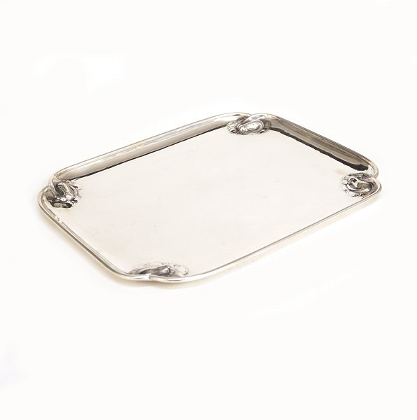 Georg Jensen: Blossom silver plate. #2L. Period 1915-30. Size: 23x18cm. W: 358gr