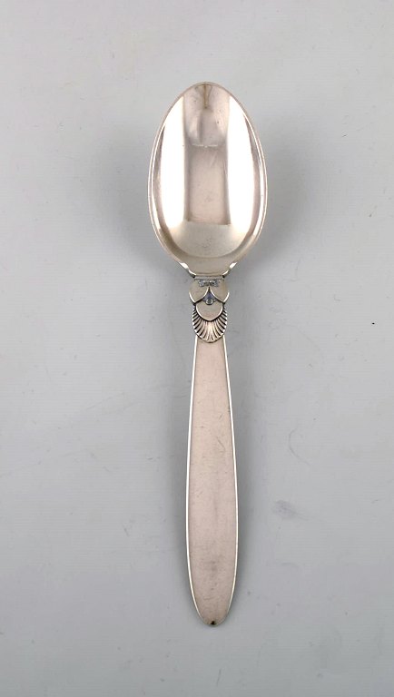 Early Georg Jensen "Cactus" soup spoon in sterling silver. Dated 1915-30. Six 
pieces in stock.