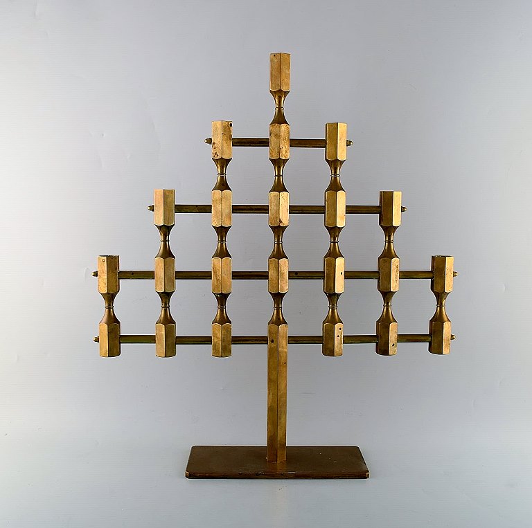 Gusum metal. Large rare candlestick in brass for seven lights. Swedish design, 
1960