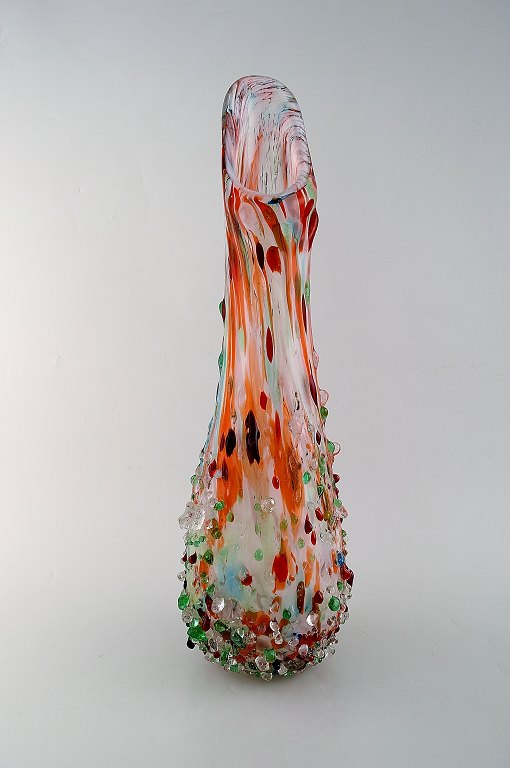 Colossal Murano floor vase in colorful mouth blown art glass. Budded style, 
1960