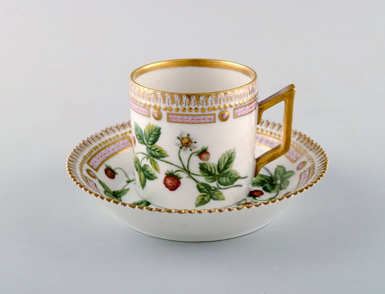 Royal Copenhagen flora danica chocolate cup with saucer. Strawberry.
