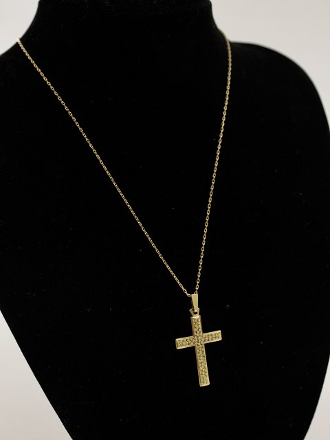18 carat necklace 39.5 cm. with crosses