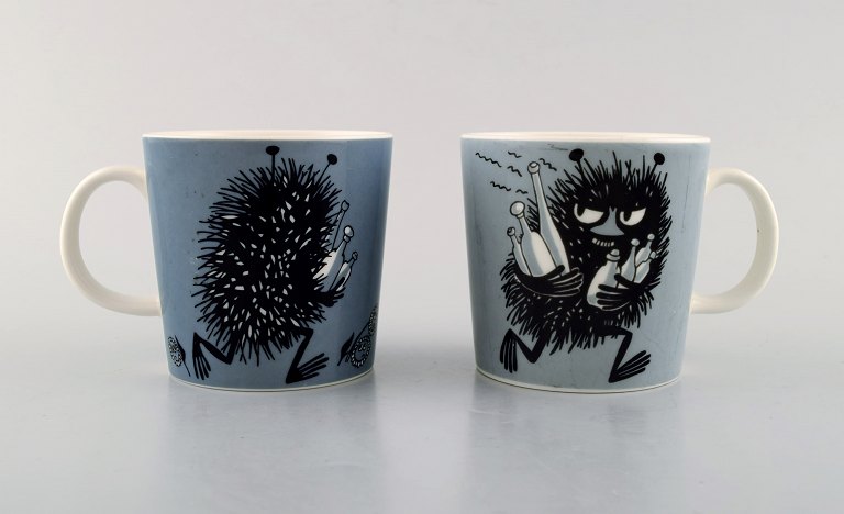 Arabia, Finland. Two cups in porcelain with motifs from "Moomin". Late 20th 
century.
