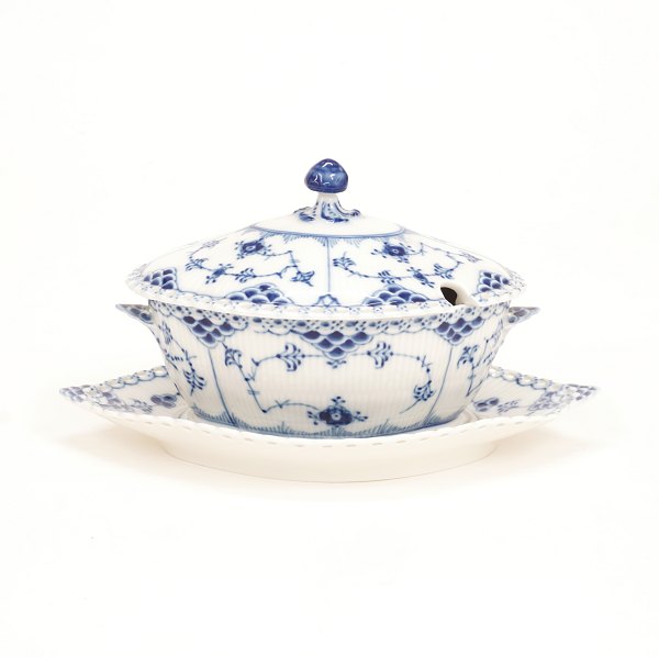 Royal Copenhagen: Zwiebelmusster Sauciere 1106. H: 14cm. L: 25cm