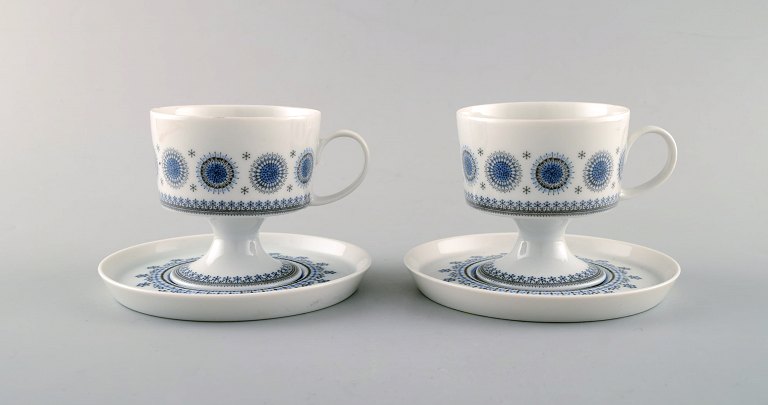 Tapio Wirkkala for Rosenthal. Two "Ice Blossom" coffee cups with saucers. 
1980