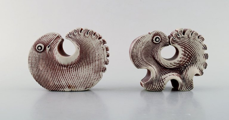 Boris Stojkov for Gustavsberg. Two modernist fantasy creatures in glazed 
ceramics, Sweden 1960