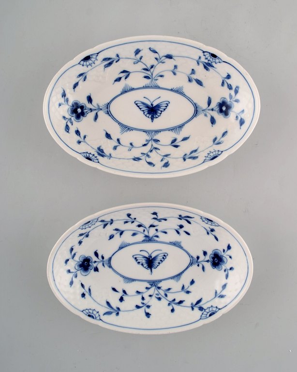 Bing & Grondahl / B&G, "Butterfly". Two early oval dishes in hand-painted 
porcelain. Early 20th century.
