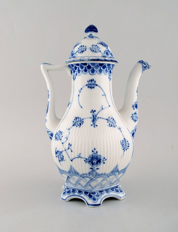 Royal Copenhagen Blue Fluted Full Lace coffee pot in porcelain. Model Number 
1/1202.
