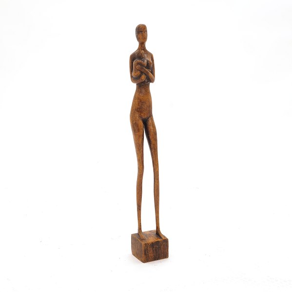 Grosse Holzfigur Mutter & Kind von Otto Pedersen, Dänemark. Signiert Otto P. H: 
70cm