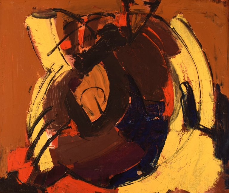 Unknown Scandinavian artist. Oil on canvas. Abstract composition. 1960
