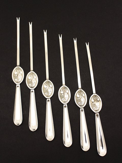 Set of 6 silver plated lobster forks