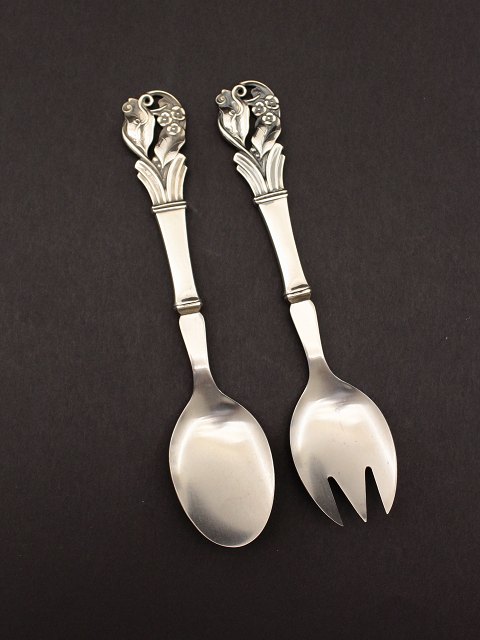 Salad set 18.5 cm. silver and steel.