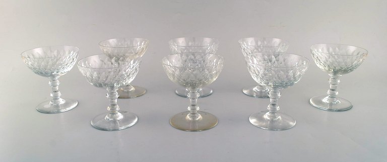 Baccarat, France. Eight Armagnac champagne glasses in mouth blown crystal glass. 
Produced in the period 1952-1986.
