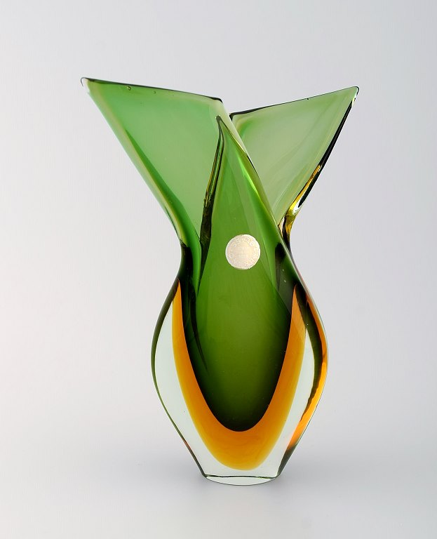 Murano vase i mundblæst kunstglas. Italiensk design, 1960